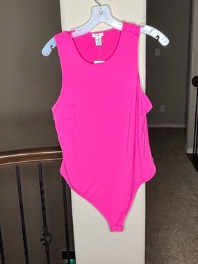 Rue+ Bright Pink Sleeveless Bodysuit Size 1X NEW Barbiecore Festival Date Night